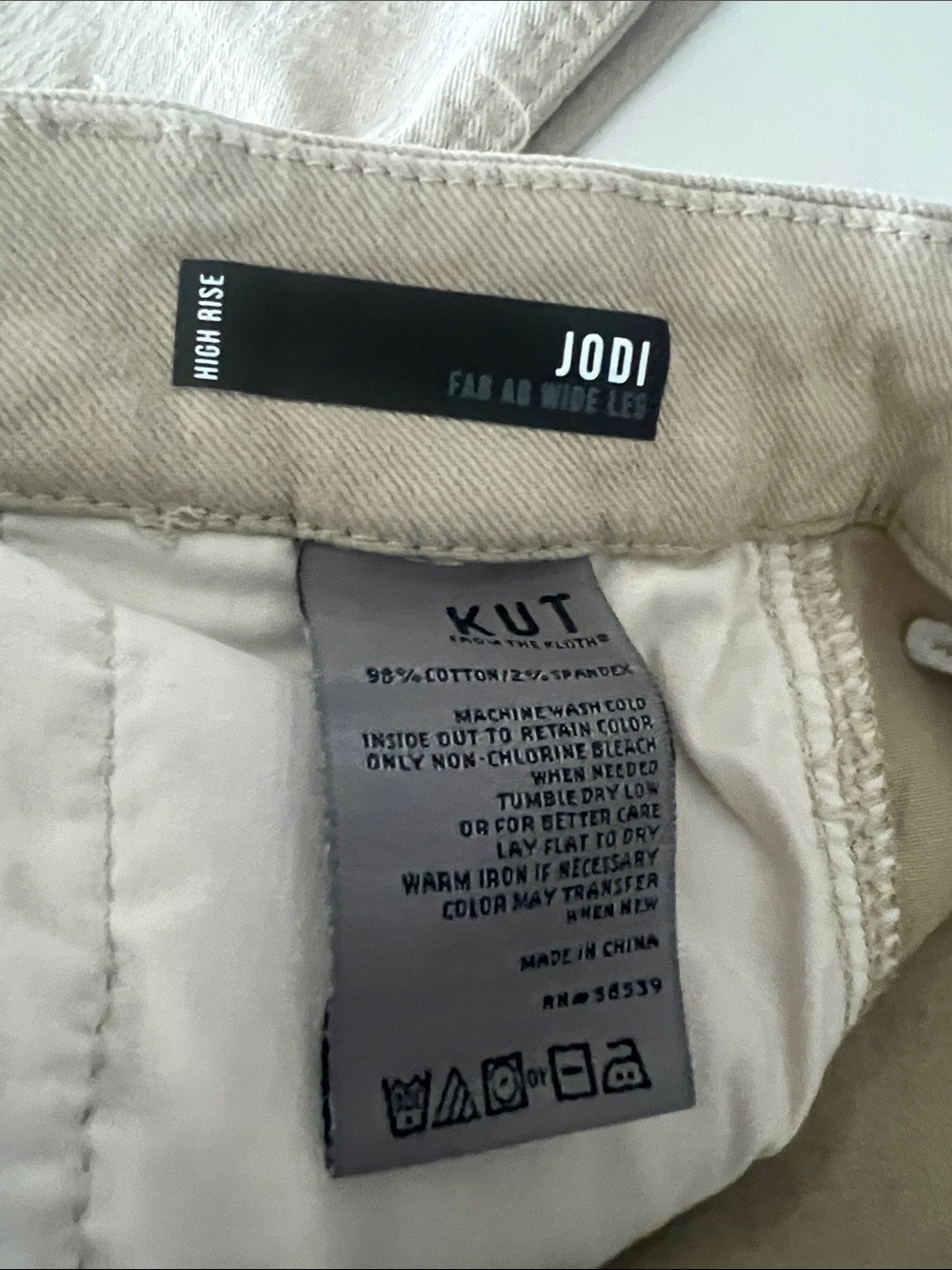Kut from the Kloth Jodi High Rise Wide Leg Pants in Beige - Picture 2 of 7